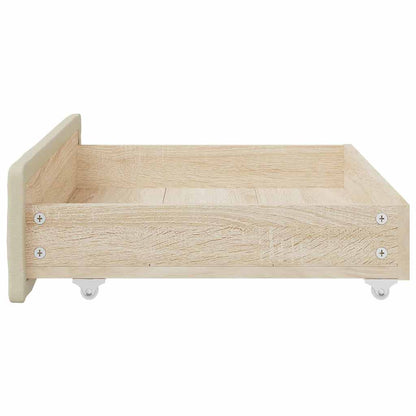 Cassetti da Letto 2pz Crema in Legno Multistrato e Similpelle - homemem39