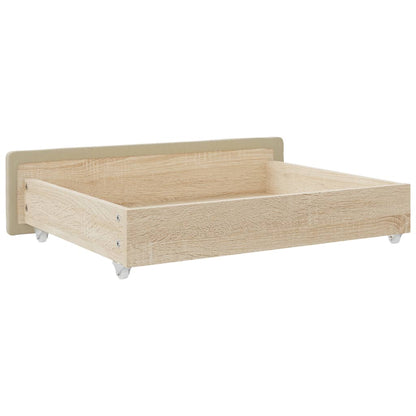 Cassetti da Letto 2pz Crema in Legno Multistrato e Similpelle