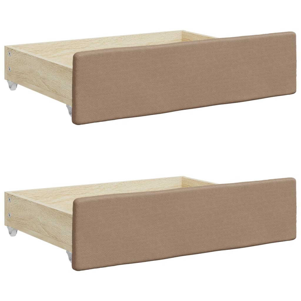 Cassetti da Letto 2pz Cappuccino Legno Multistrato e Similpelle