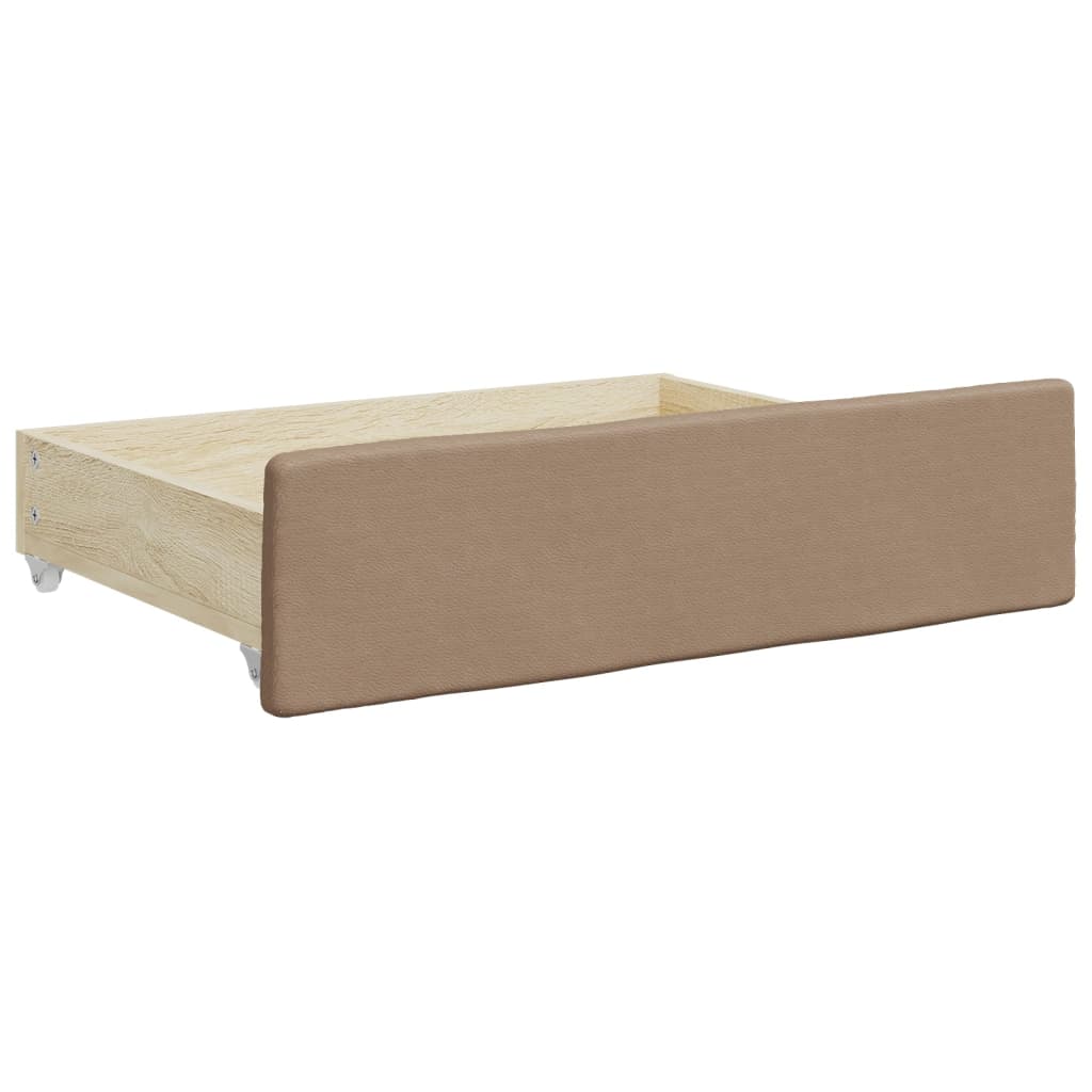 Cassetti da Letto 2pz Cappuccino Legno Multistrato e Similpelle