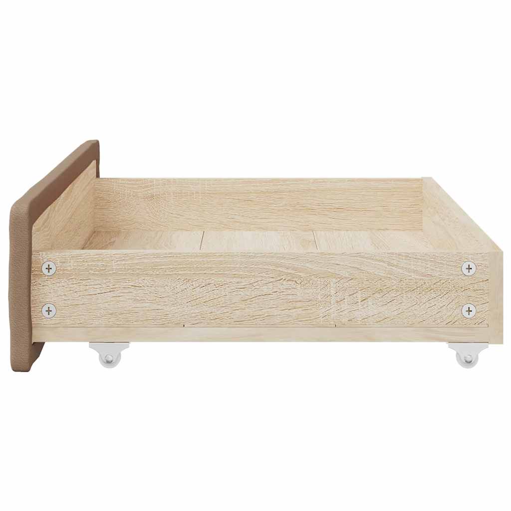 Cassetti da Letto 2pz Cappuccino Legno Multistrato e Similpelle - homemem39