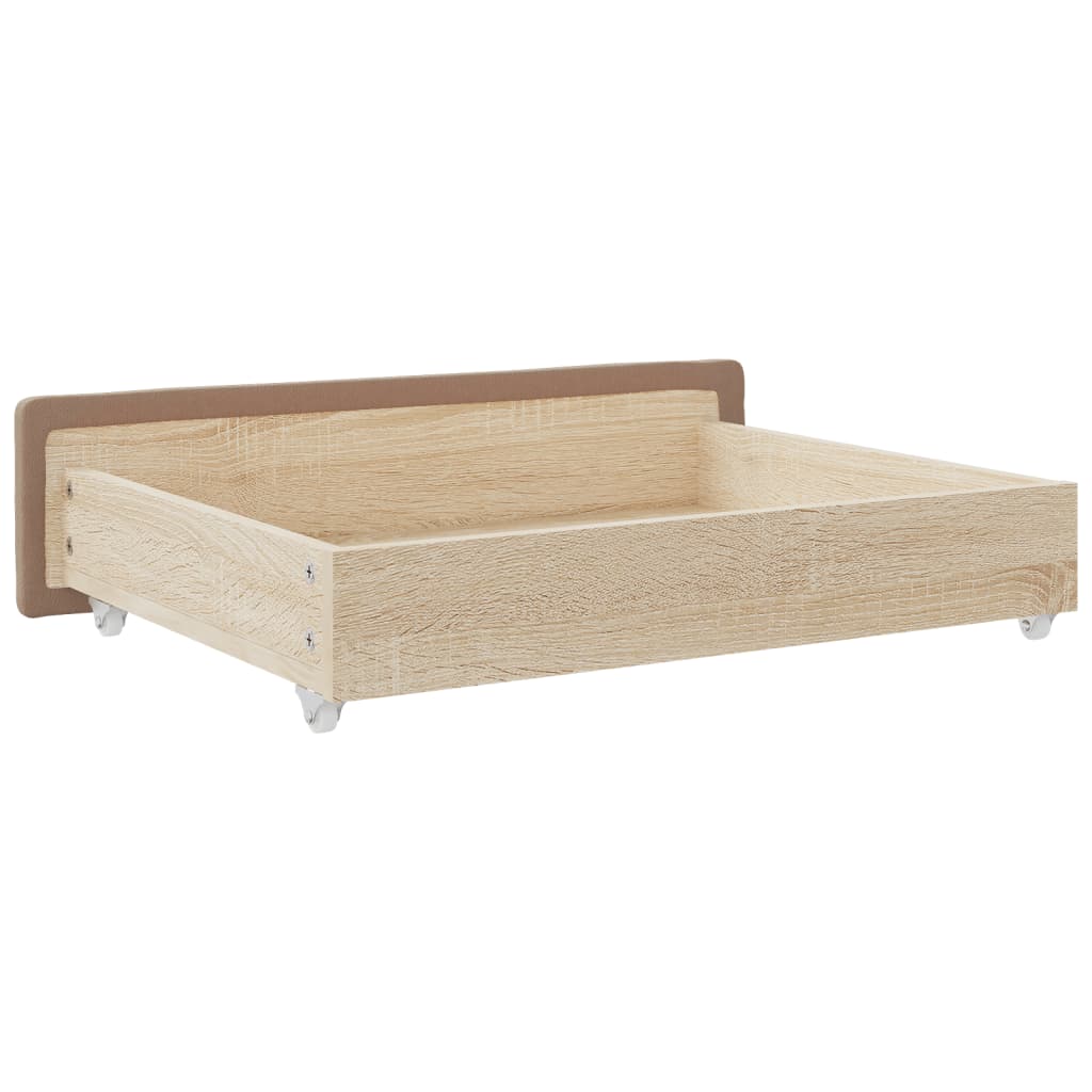 Cassetti da Letto 2pz Cappuccino Legno Multistrato e Similpelle