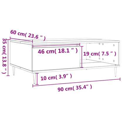 Tavolino da Salotto Rovere Fumo 90x60x35cm in Legno Multistrato