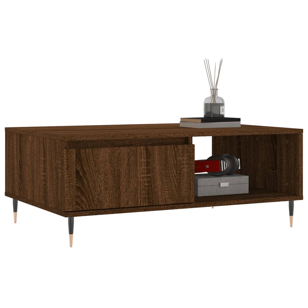 Tavolino da Salotto Rovere Marrone 90x60x35cm Legno Multistrato | homemem39