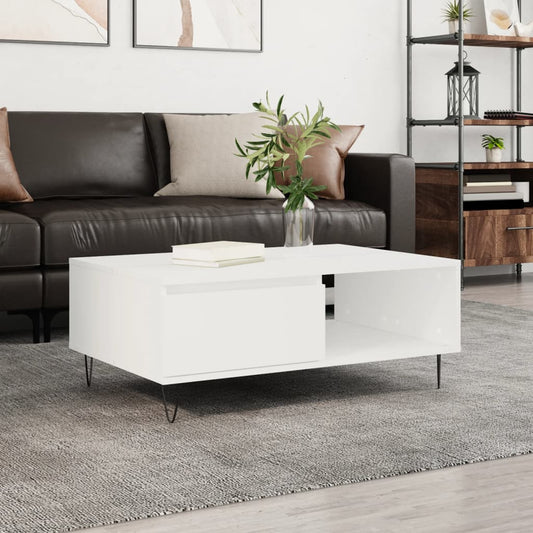 Tavolino da Salotto Bianco 90x60x35 cm in Legno Multistrato | homemem39