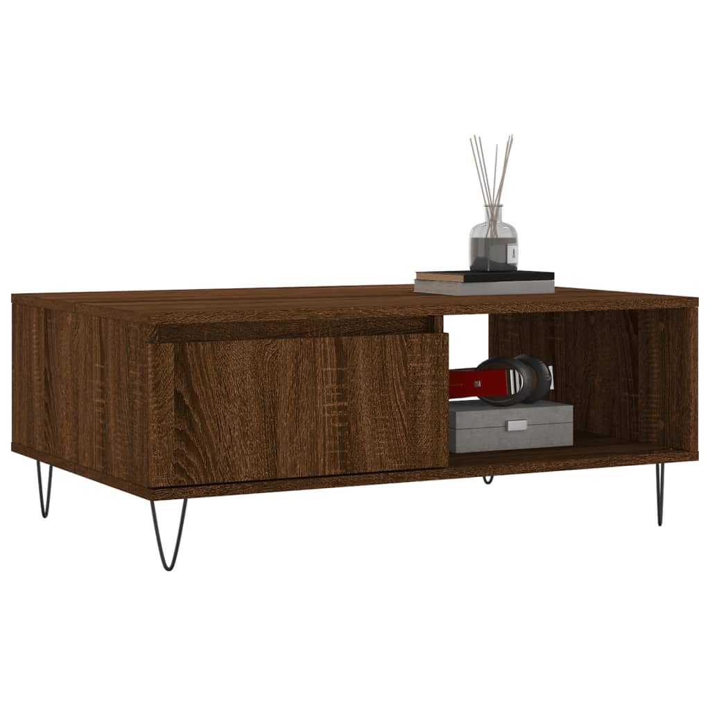 Tavolino da Salotto Rovere Marrone 90x60x35cm Legno Multistrato | homemem39