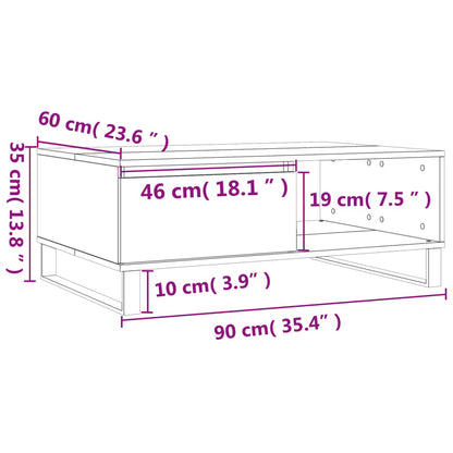 Tavolino da Salotto Bianco 90x60x35 cm in Legno Multistrato | homemem39