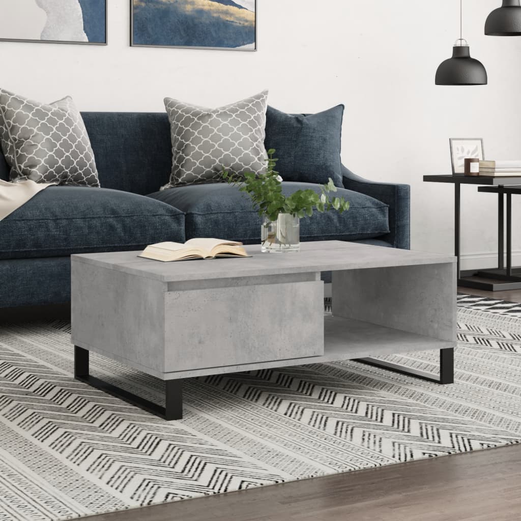Tavolino da Salotto Grigio Cemento 90x60x35cm Legno Multistrato | homemem39