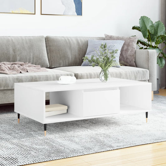Tavolino da Salotto Bianco 104x60x35 cm in Legno Multistrato | homemem39