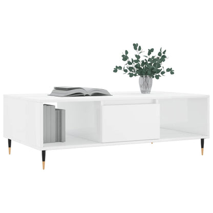 Tavolino da Salotto Bianco Lucido 104x60x35cm Legno Multistrato | homemem39