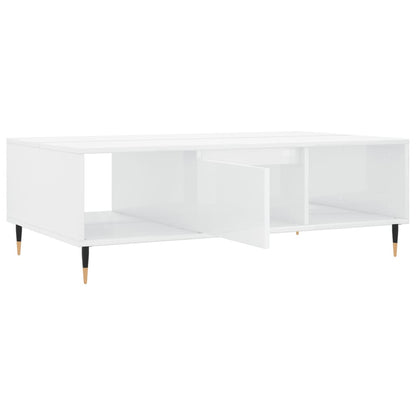 Tavolino da Salotto Bianco Lucido 104x60x35cm Legno Multistrato | homemem39