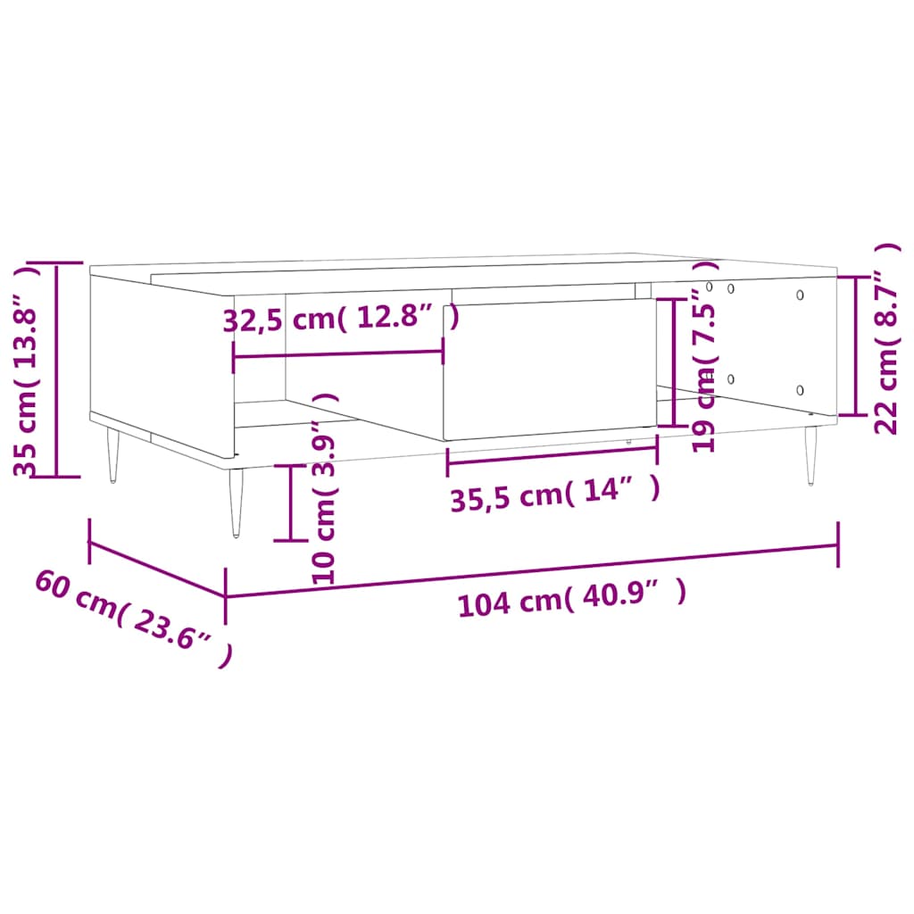 Tavolino Salotto Grigio Cemento 104x60x35 cm Legno Multistrato | homemem39