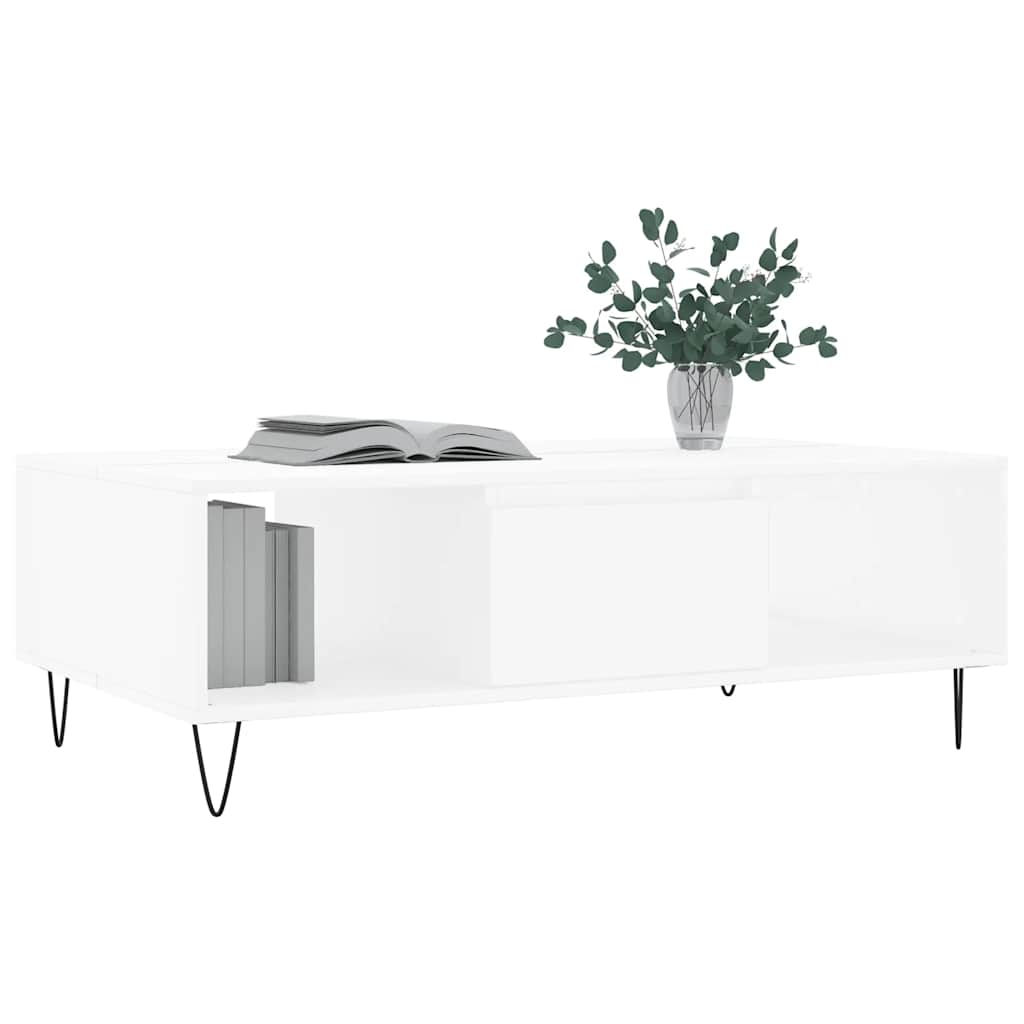 Tavolino da Salotto Bianco 104x60x35 cm in Legno Multistrato | homemem39