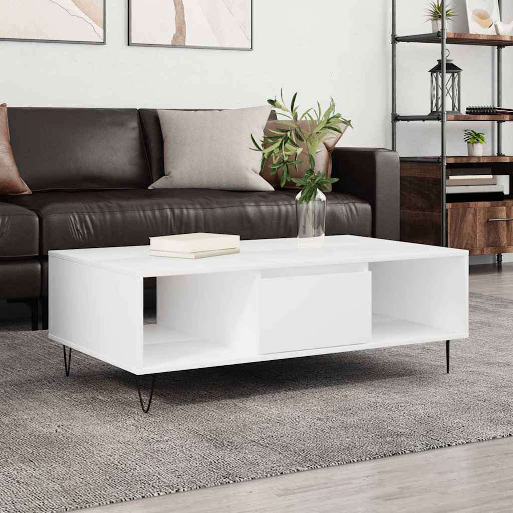 Tavolino da Salotto Bianco 104x60x35 cm in Legno Multistrato | homemem39