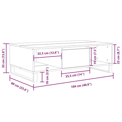 Tavolino da Salotto Bianco 104x60x35 cm in Legno Multistrato