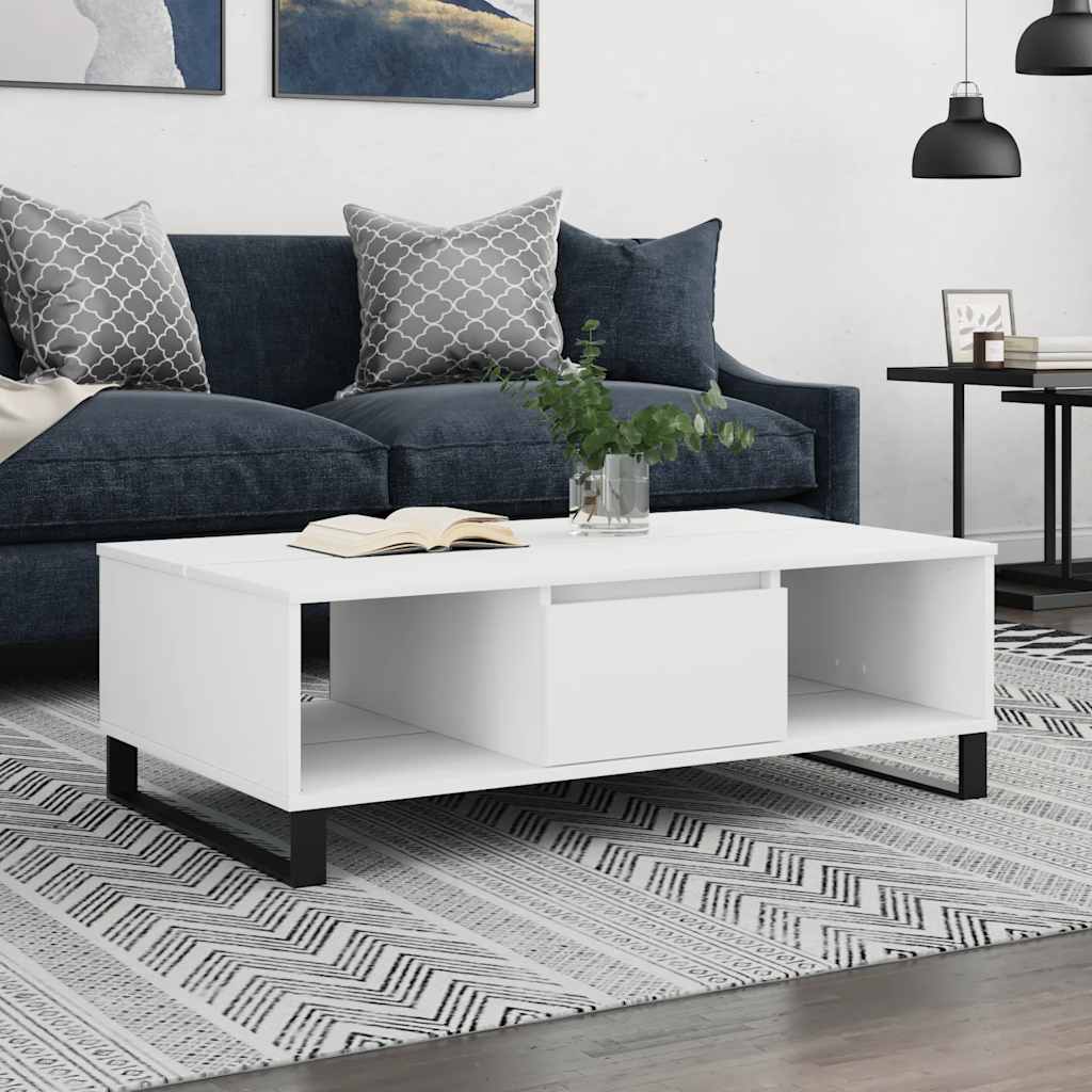 Tavolino da Salotto Bianco 104x60x35 cm in Legno Multistrato