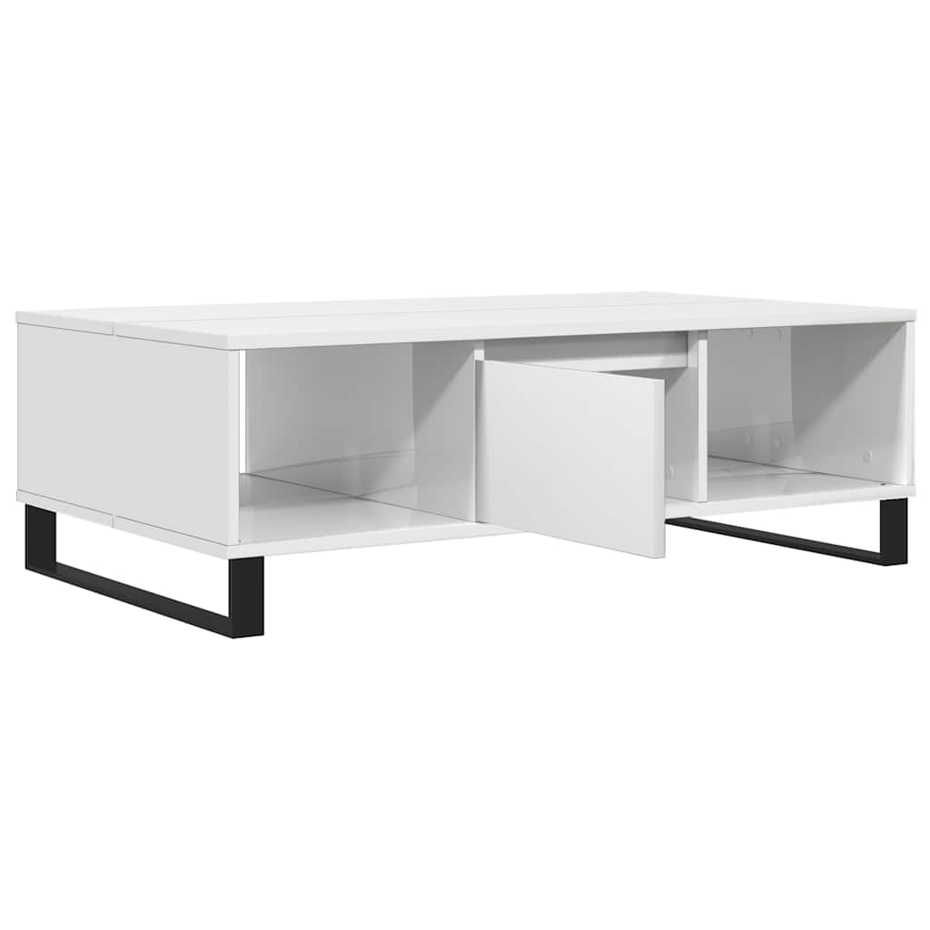 Tavolino da Salotto Bianco Lucido 104x60x35cm Legno Multistrato