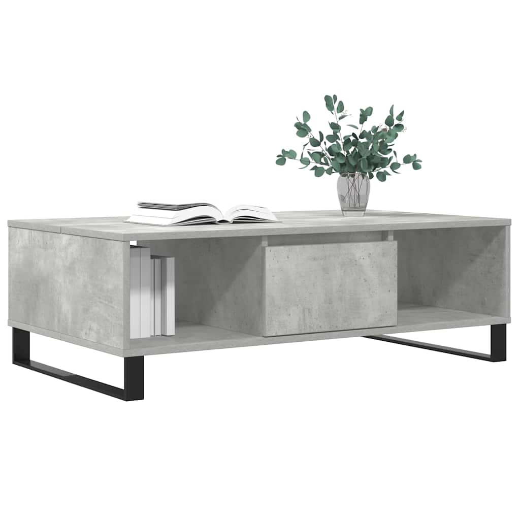 Tavolino Salotto Grigio Cemento 104x60x35 cm Legno Multistrato