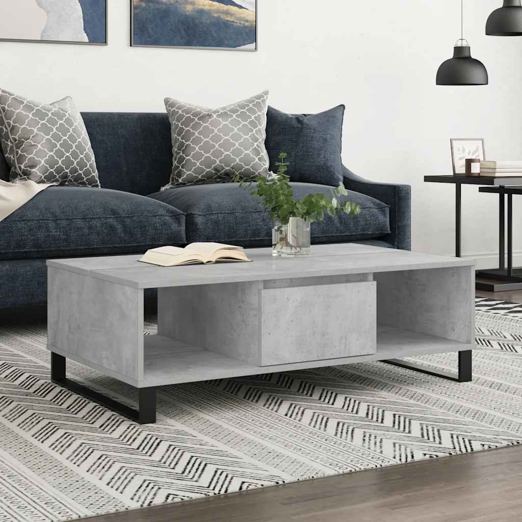 Tavolino Salotto Grigio Cemento 104x60x35 cm Legno Multistrato