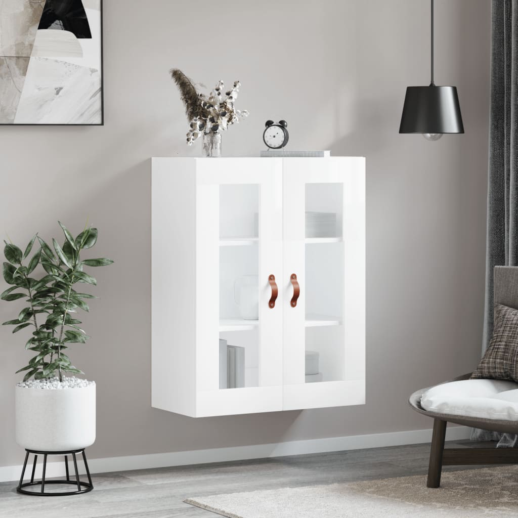 Mobile a Parete Bianco Lucido 69,5x34x90 cm | homemem39
