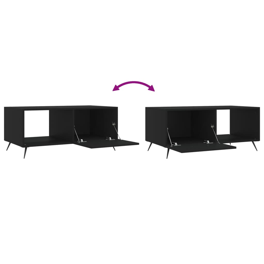 Tavolino da Salotto Nero 90x50x40 cm in Legno Multistrato