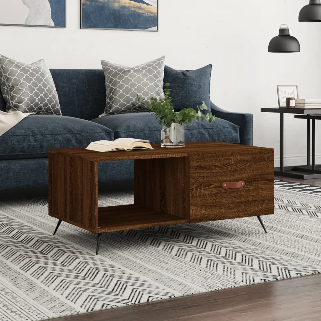Tavolino da Salotto Rovere Marrone 90x50x40cm Legno Multistrato | homemem39