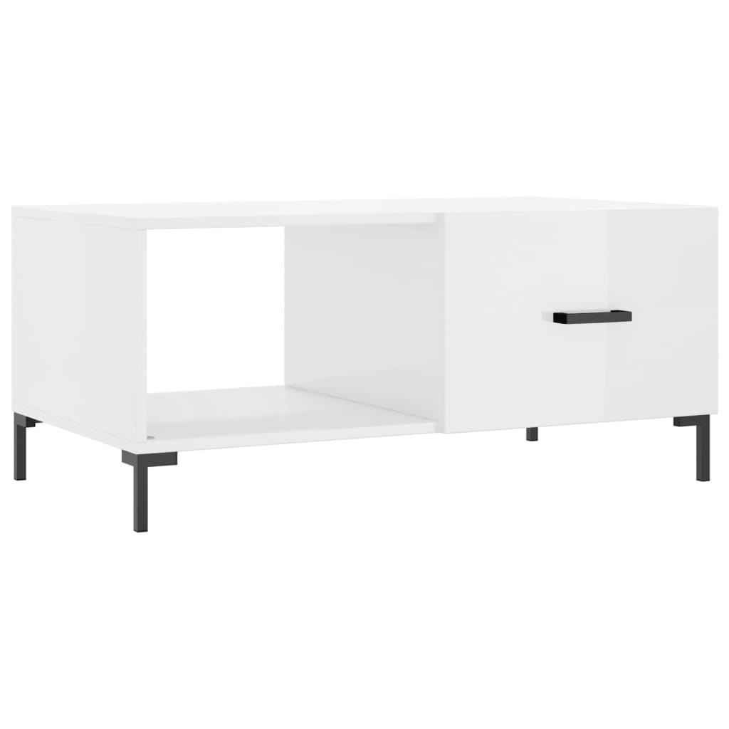Tavolino da Salotto Bianco Lucido 90x50x40 cm Legno Multistrato | homemem39