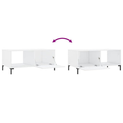 Tavolino da Salotto Bianco Lucido 90x50x40 cm Legno Multistrato | homemem39