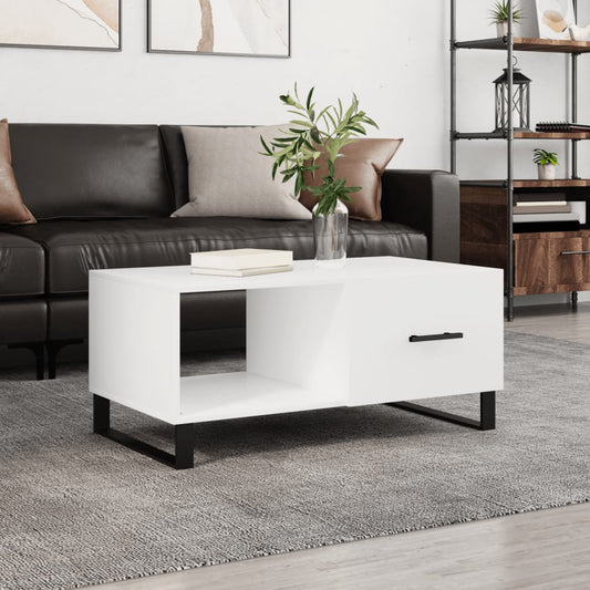 Tavolino da Salotto Bianco 90x50x40 cm in Legno Multistrato | homemem39