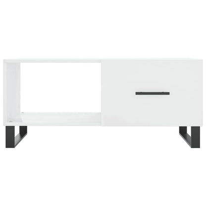 Tavolino da Salotto Bianco Lucido 90x50x40 cm Legno Multistrato
