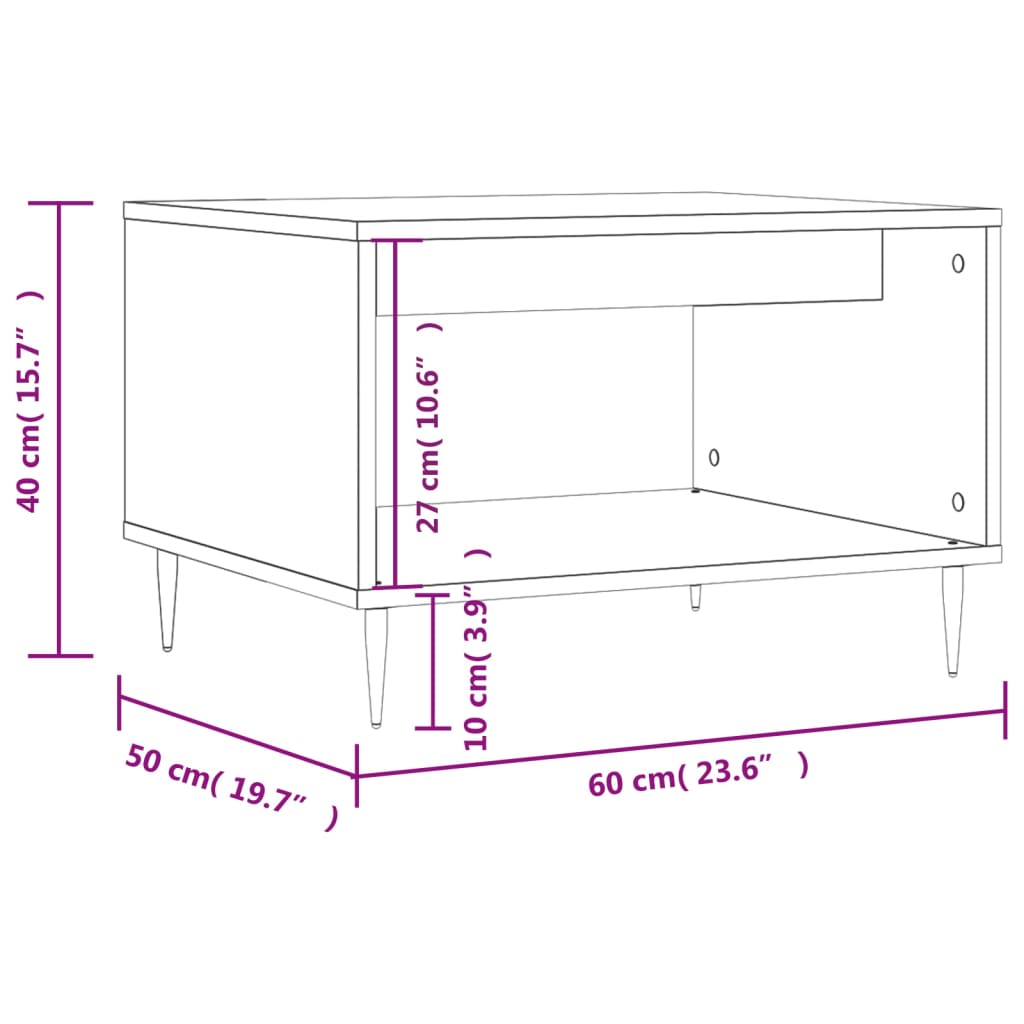 Tavolino da Salotto Grigio Cemento 60x50x40cm Legno Multistrato | homemem39