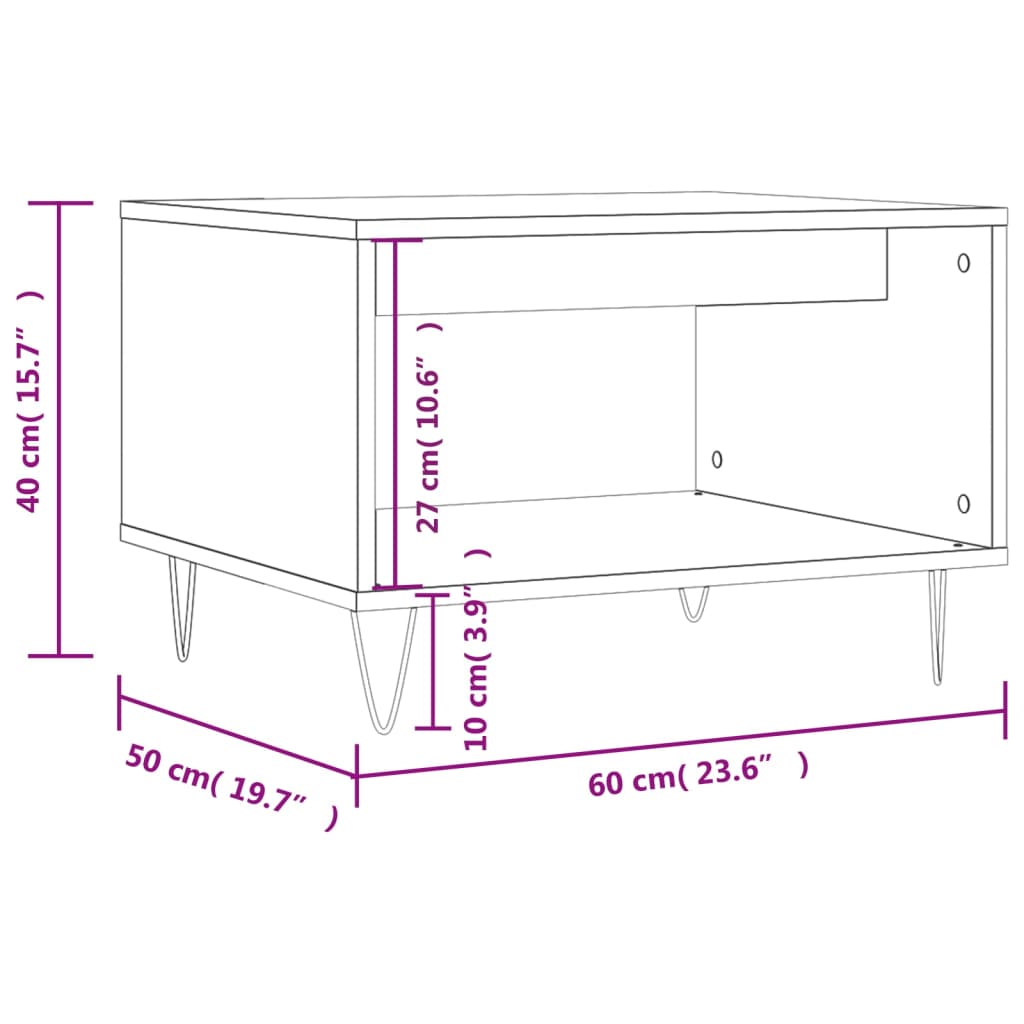 Tavolino da Salotto Grigio Cemento 60x50x40cm Legno Multistrato | homemem39