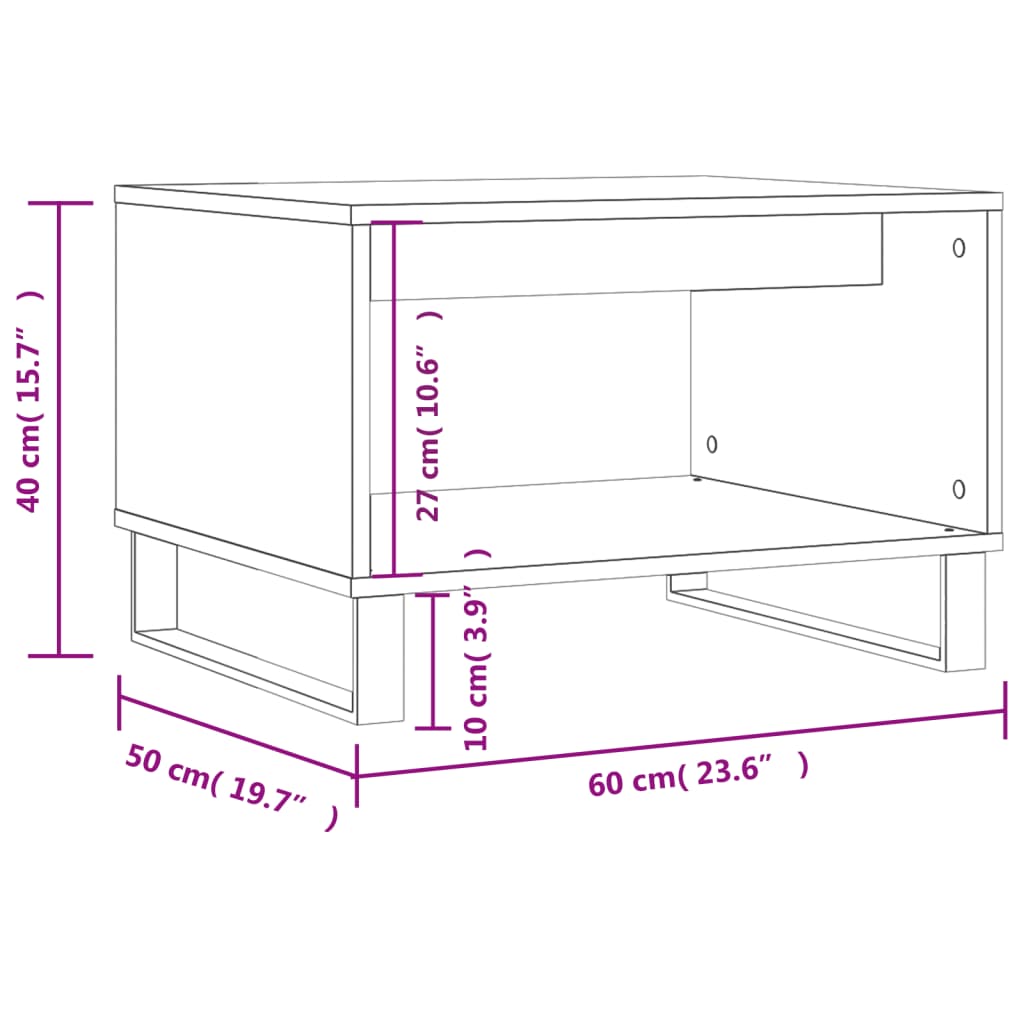 Tavolino da Salotto Grigio Cemento 60x50x40cm Legno Multistrato