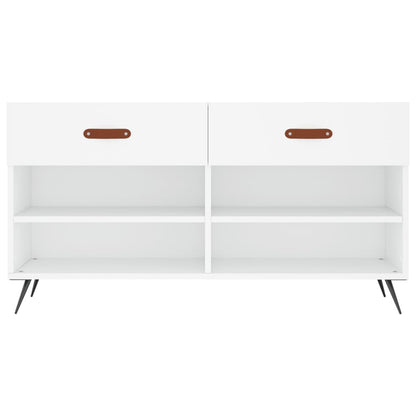 Panca Porta Scarpe Bianca 102x35x55 cm in Legno Multistrato - homemem39