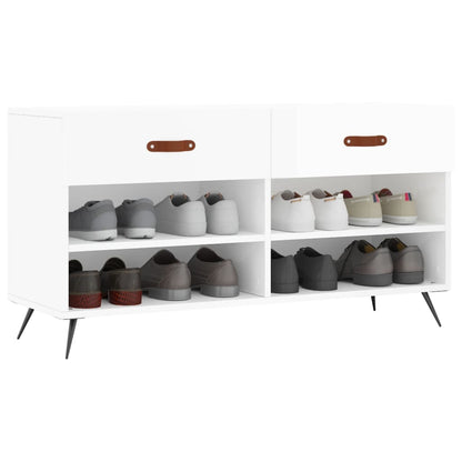 Panca Porta Scarpe Bianco Lucido 102x35x55 cm Legno Multistrato - homemem39