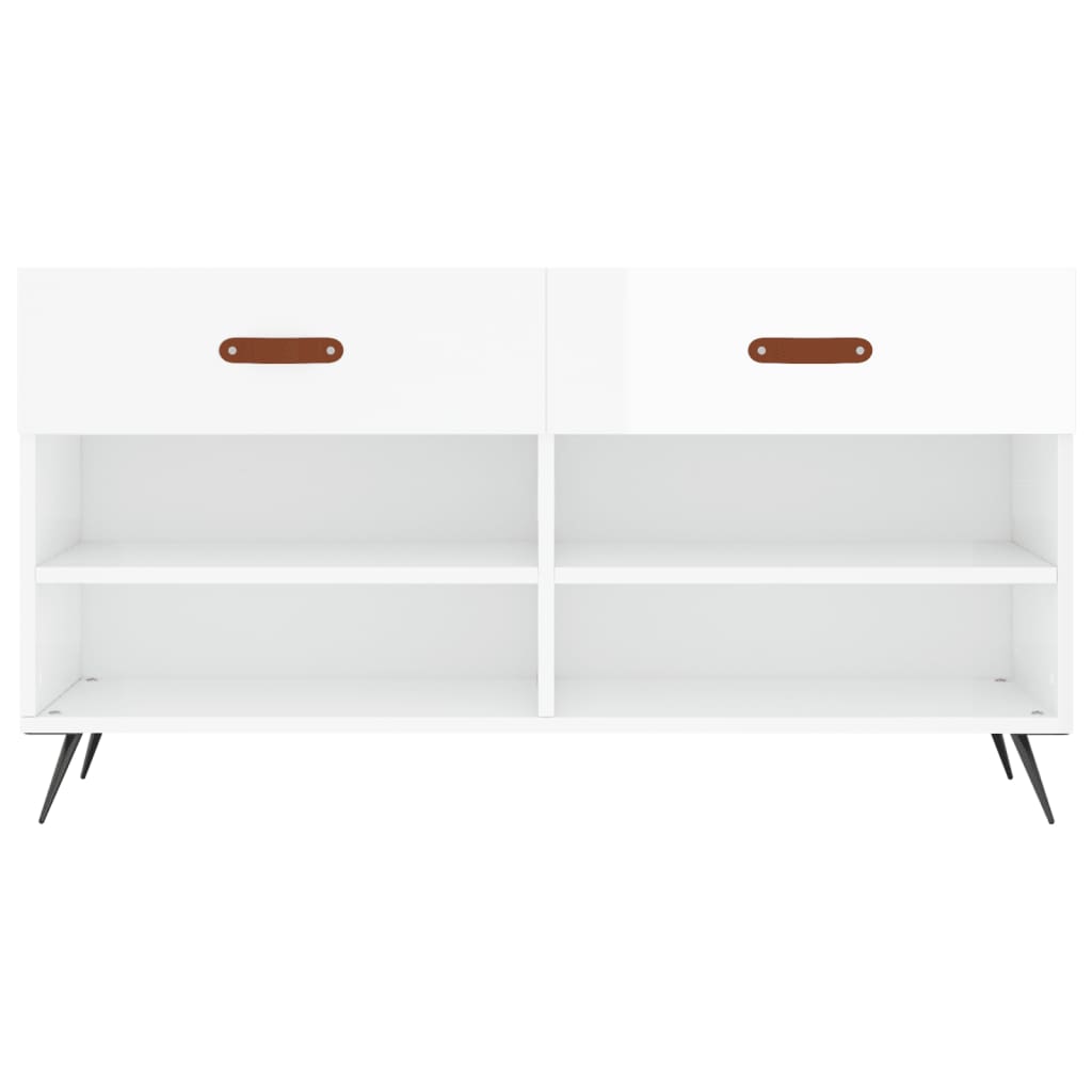 Panca Porta Scarpe Bianco Lucido 102x35x55 cm Legno Multistrato - homemem39
