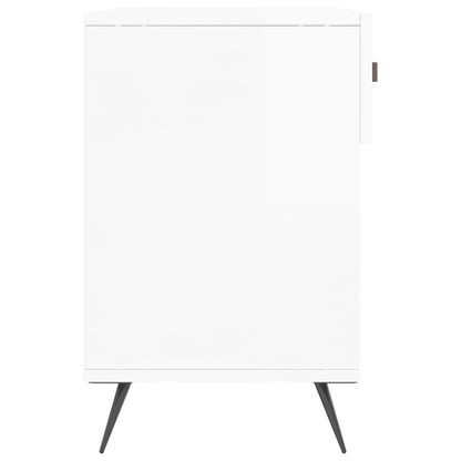 Panca Porta Scarpe Bianco Lucido 102x35x55 cm Legno Multistrato - homemem39