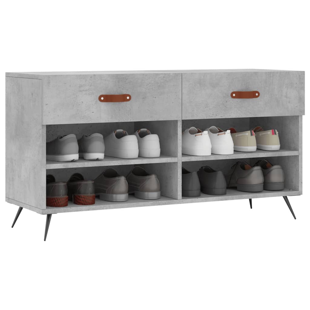 Panca Porta Scarpe Grigio Cemento 102x35x55cm Legno Multistrato - homemem39