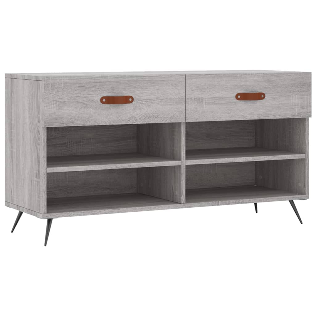 Panca Porta Scarpe Grigio Sonoma 102x35x55 cm Legno Multistrato - homemem39