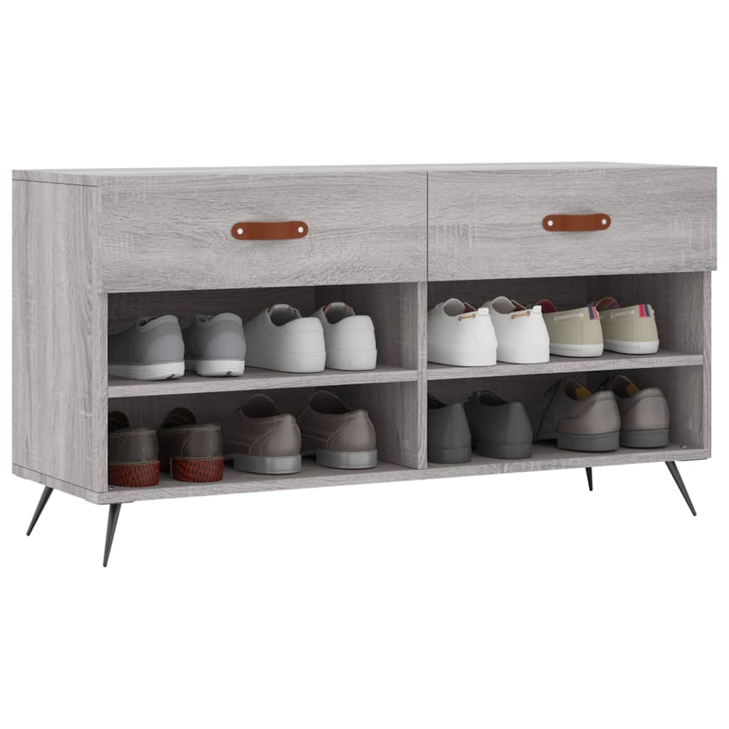 Panca Porta Scarpe Grigio Sonoma 102x35x55 cm Legno Multistrato - homemem39