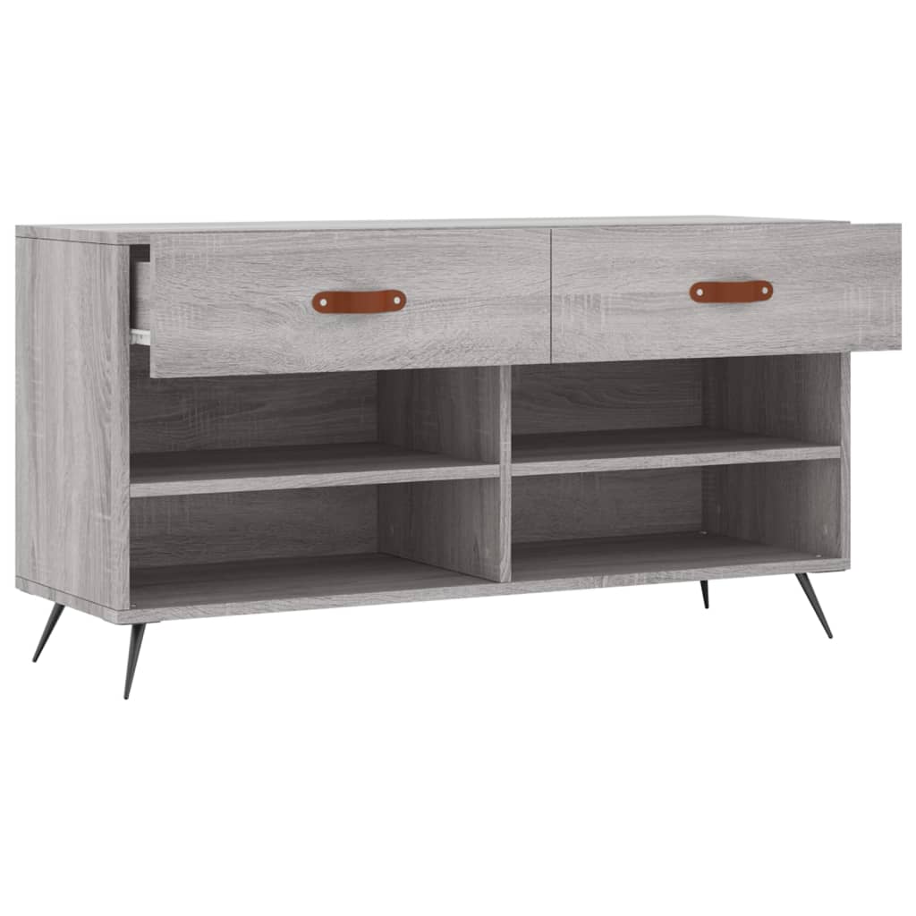 Panca Porta Scarpe Grigio Sonoma 102x35x55 cm Legno Multistrato - homemem39
