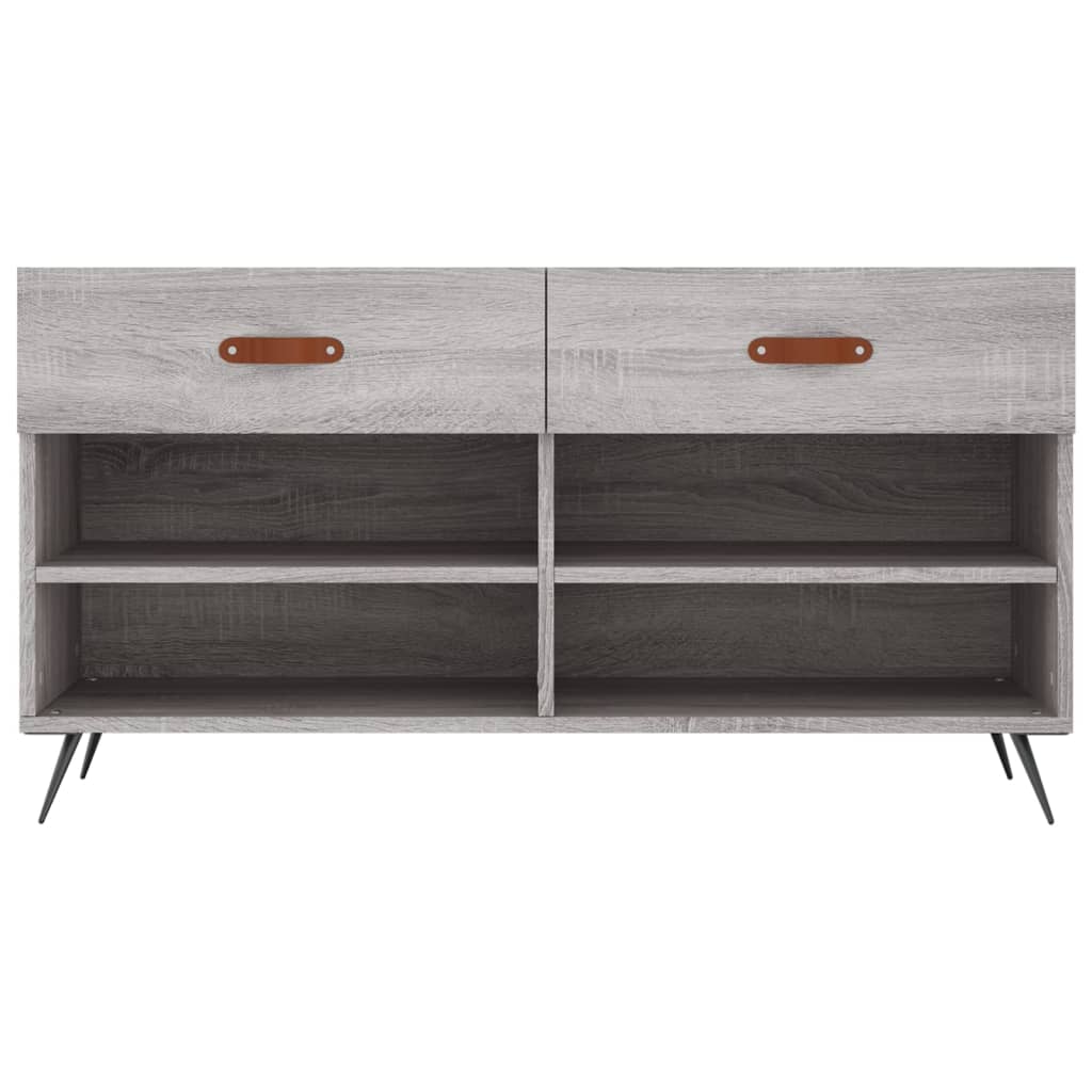 Panca Porta Scarpe Grigio Sonoma 102x35x55 cm Legno Multistrato - homemem39