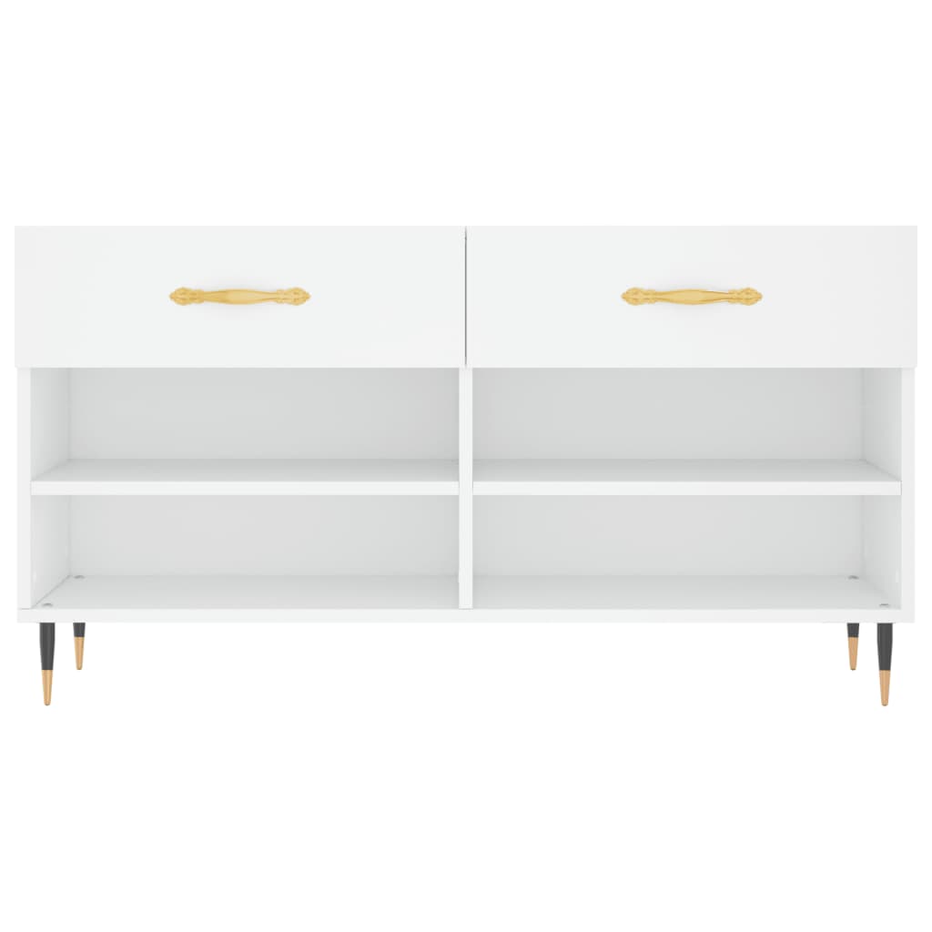 Panca Porta Scarpe Bianca 102x35x55 cm in Legno Multistrato - homemem39