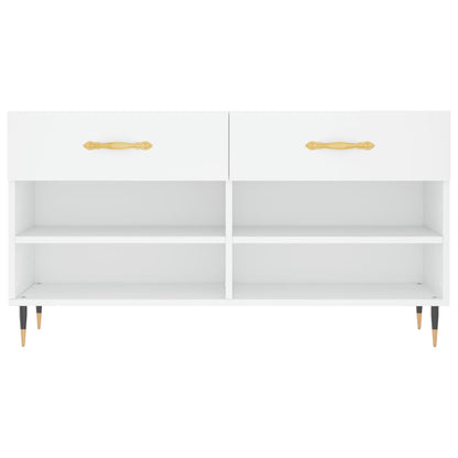 Panca Porta Scarpe Bianca 102x35x55 cm in Legno Multistrato - homemem39