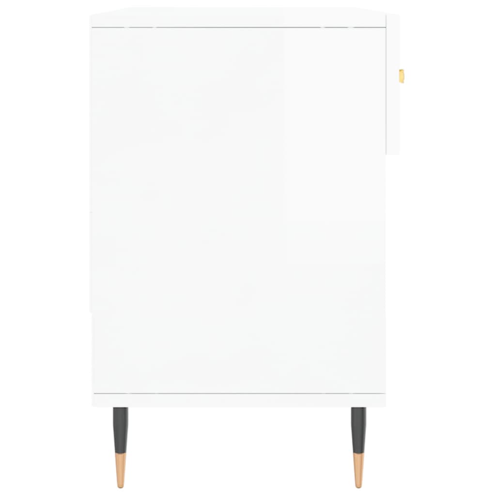 Panca Porta Scarpe Bianco Lucido 102x35x55 cm Legno Multistrato - homemem39