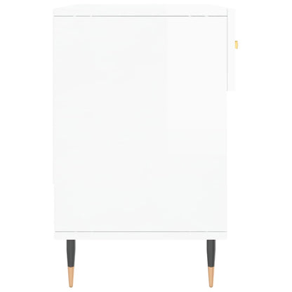 Panca Porta Scarpe Bianco Lucido 102x35x55 cm Legno Multistrato - homemem39