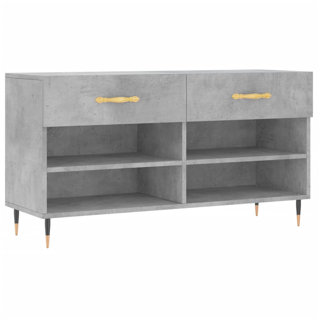 Panca Porta Scarpe Grigio Cemento 102x35x55cm Legno Multistrato - homemem39