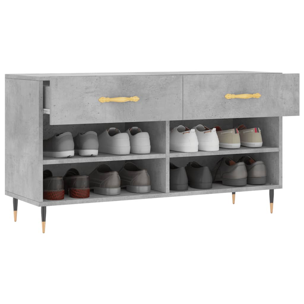 Panca Porta Scarpe Grigio Cemento 102x35x55cm Legno Multistrato - homemem39