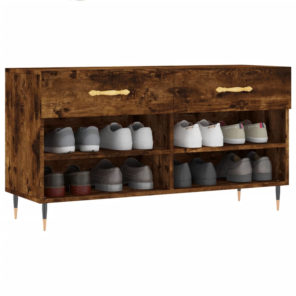 Panca Porta Scarpe Rovere Fumo 102x35x55 cm Legno Multistrato - homemem39