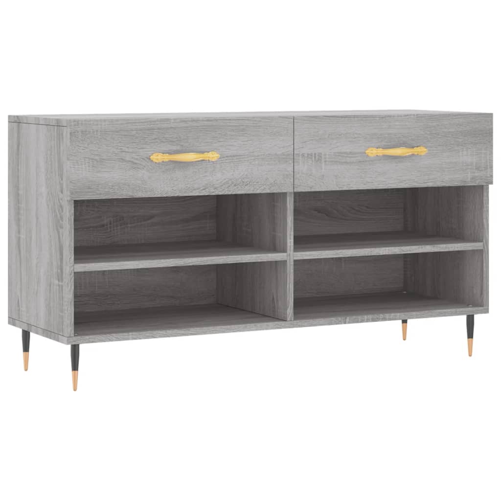 Panca Porta Scarpe Grigio Sonoma 102x35x55 cm Legno Multistrato - homemem39